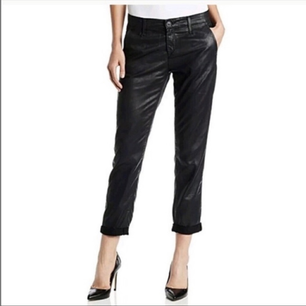Ag Adriano The Tristan Tailored Trouser Waxed Boyfriend Relaxed Black Pants 27